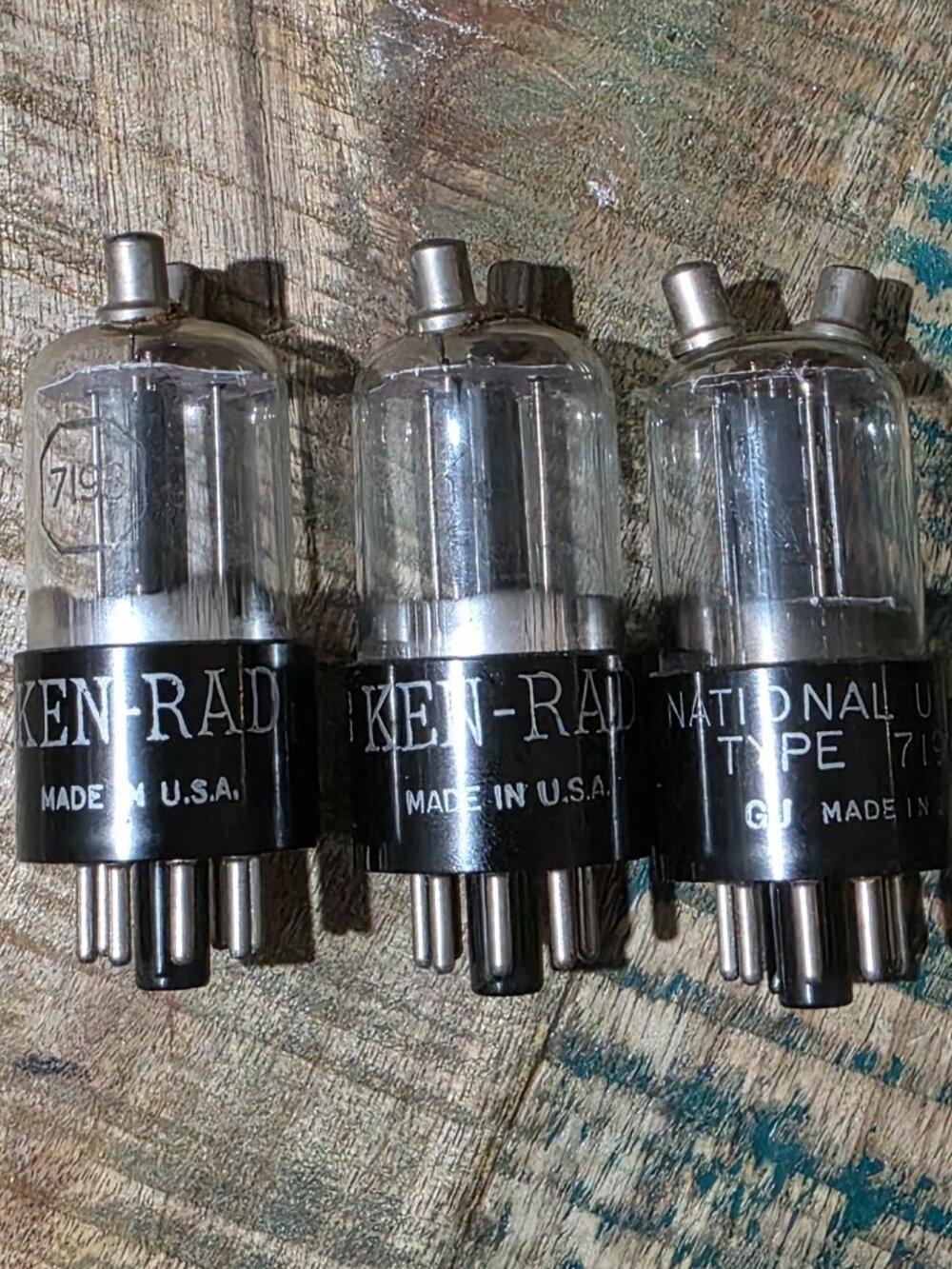 3 Vintage 7193 / 2C22 Vacuum Tubes Ken-Rad National Union USA